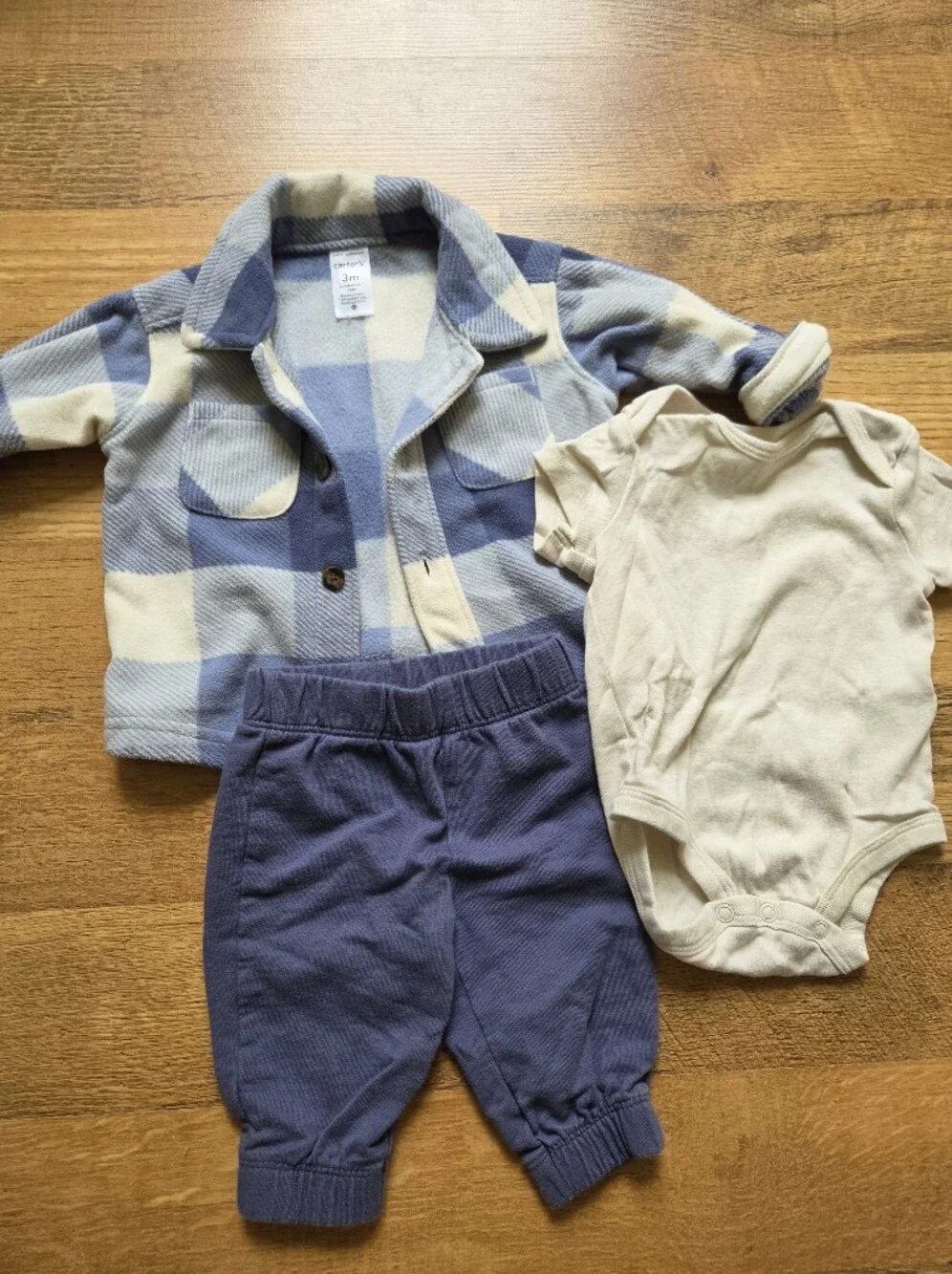 Carters plaid lot cream